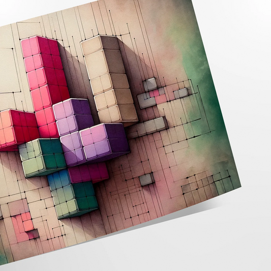 space captivating abstract geometrical cube poster green black hues unique wall art modern artistic flair room exquisite gift sizes A4 cm A0